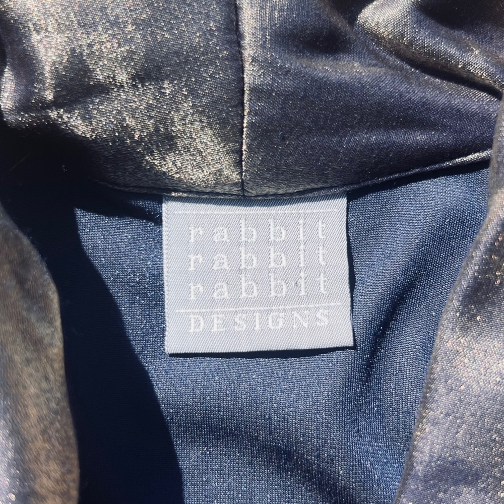 Rabbit Rabbit Rabbit Designs Navy Blue Velvet Cropped Jacket Metallic Silver L - Picture 6 of 6